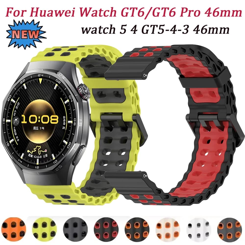 Cinturino in silicone oceano da 22 mm per Huawei Watch 5 4 GT6-5-4-3 Pro 46mm Bracciale bicolore per Xiaomi Watch S4-3-2 Amazfit Bip 6-5 Cinturino