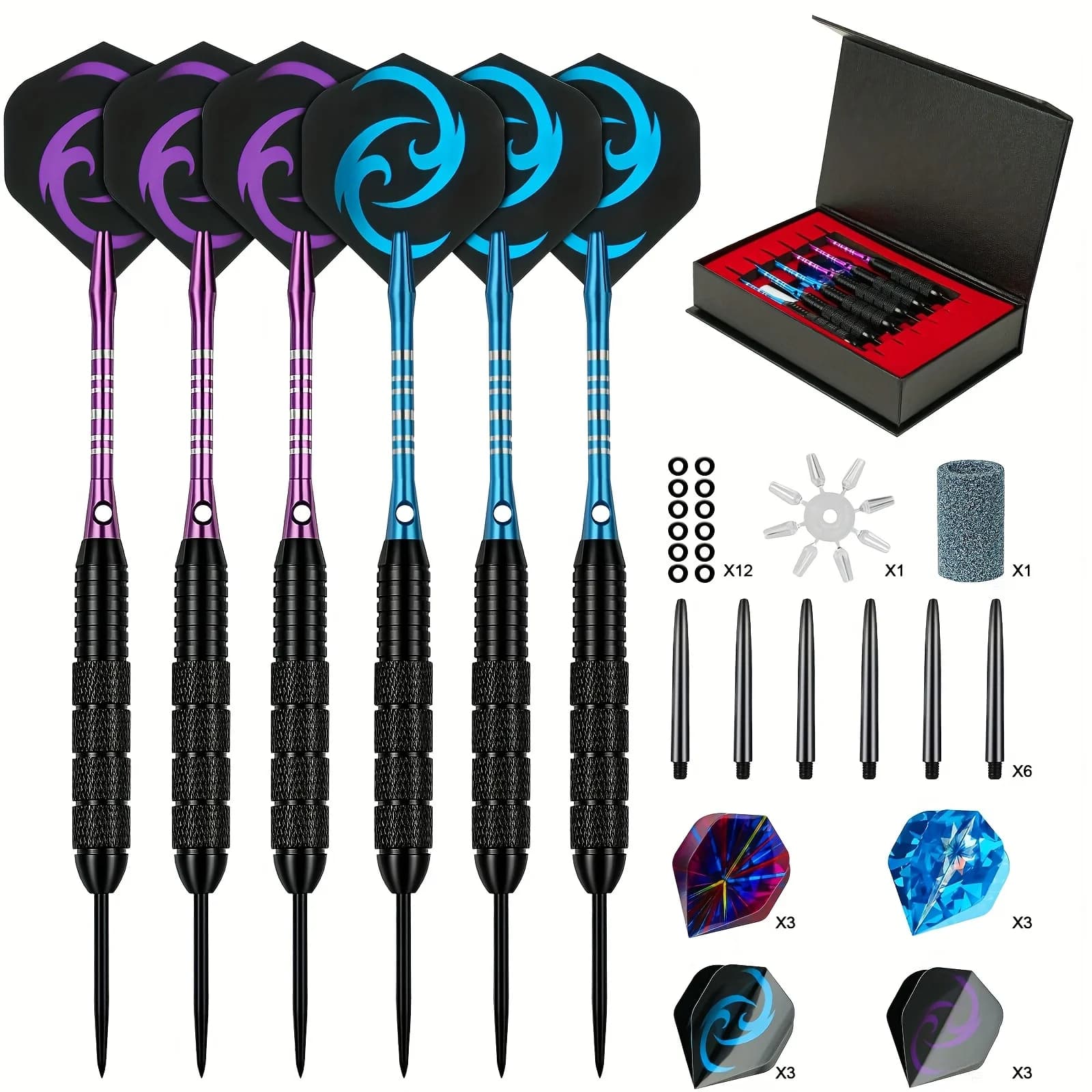 Dart Gift Box Set, 6 Pieces of 24g anti Slip Stainless Iron Darts, Complete with Professional Accessories, the Best Holiday Gift