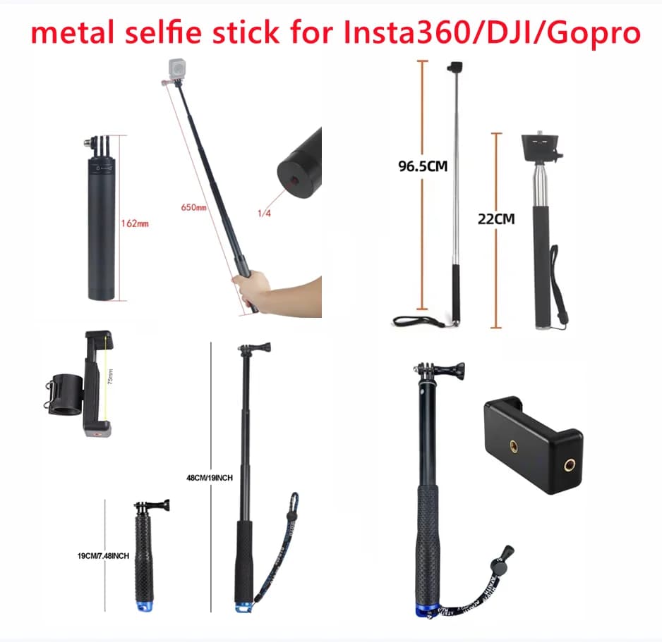 Support for Motorcycles and Bicycles in Aluminium Alloy with Telephony Monopoly/Insta360 X5/X4 Air/X3/DJI OSMO Nano/Action 6 5 4