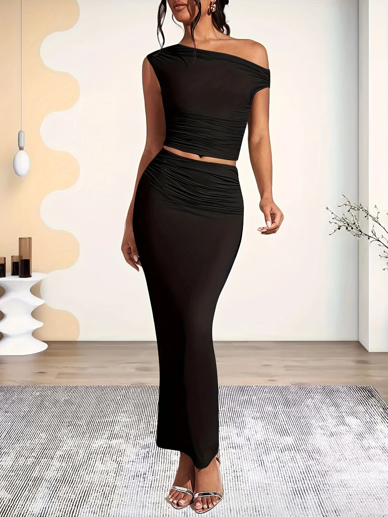 Elegant targeted new style for women's fashionable casual trends and versatile solid color slim women's skirt set