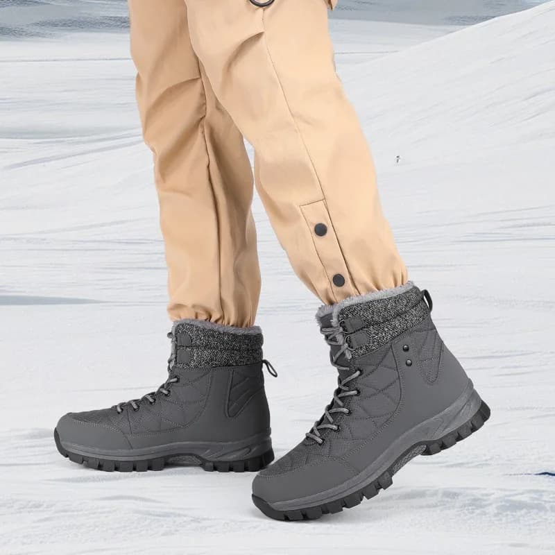 Warm Plush Anti Slip Outdoor Hiking Boots Winter Men's Snow Boots Women's Mid Length Boots Couple Sports Shoes Boots Size 40-47