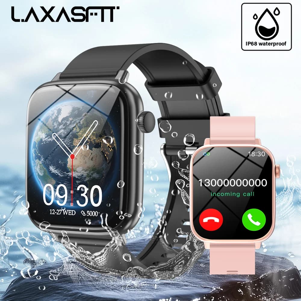 LAXASFIT New Smart Watch 1.83 Inch Women's Screen Custom Dial IP68 Waterproof Smart Watch Men's Watch With Call BT