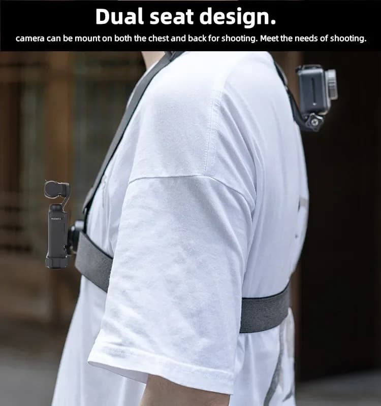 Chest Straps Dual Camera Fixed Horizontal Vertical Shooting Bracket for DJI OSMO Pocket 3 2 / Gopro Hero / DJI Action 5pro 4 3 1