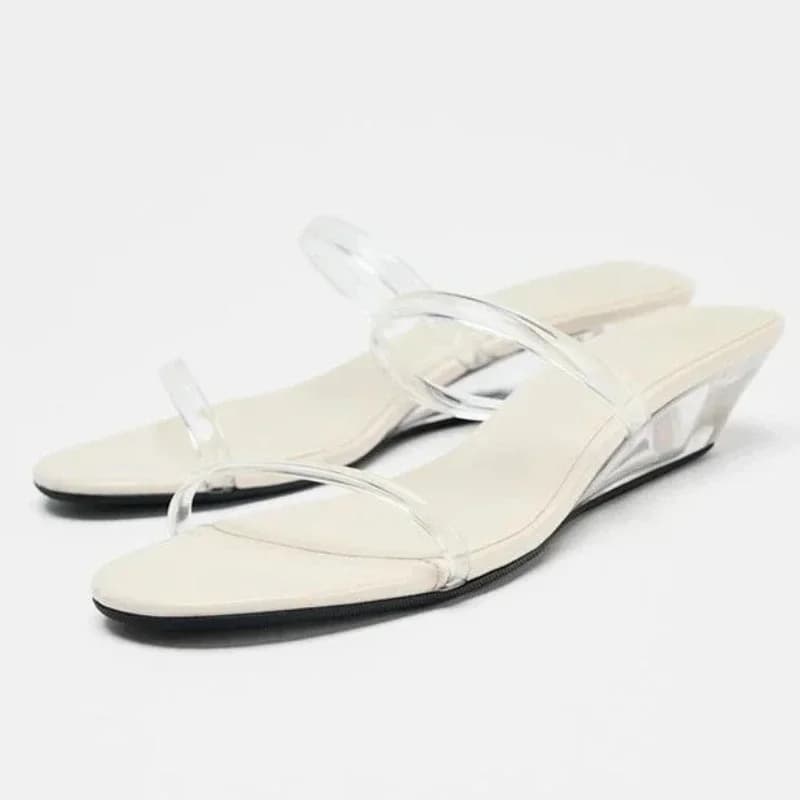 Pvc Transparent Brand Wedges Slippers Women Concise Narrow Band Sandals Ladies Comfortable Open Toe Casual Beach Shoes Women