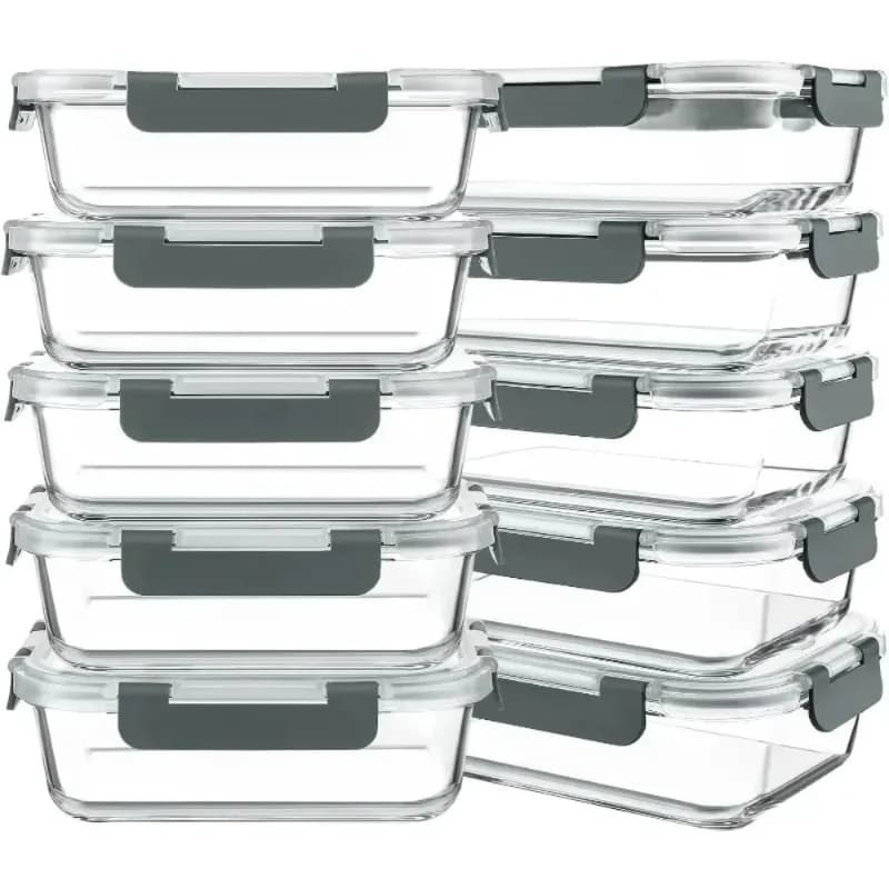 Sconto Vendita calda.10 confezioni Contenitori per la preparazione dei pasti in vetro da 30 once, Contenitori per alimenti in vetro con coperchi, Bento B per pranzo in vetro ermetico