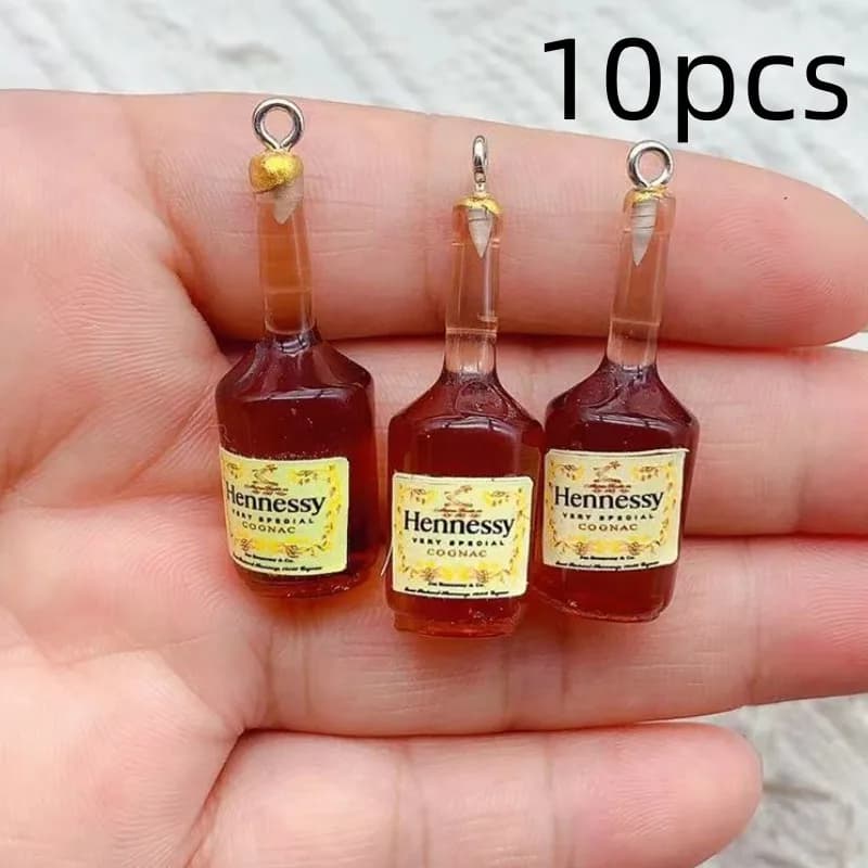 10Pcs/Lot Resin Simulation 3D Alcohol Bottle Charm Pendant For Earring KeyChain Diy Jewelry Making Finddings Accessory
