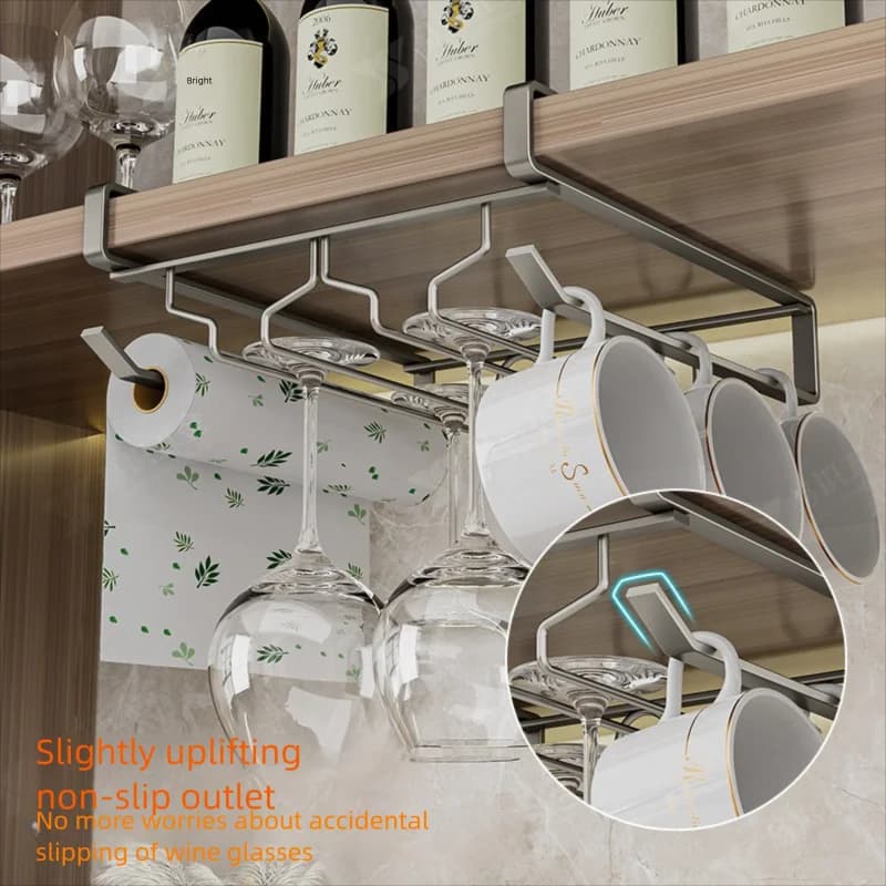 Board Pot Cover Holder Hanging Organizer Rack with Hooks Under Cupboard Paper Towel Rags Hanger Cutting Storage Shelf Kitchen