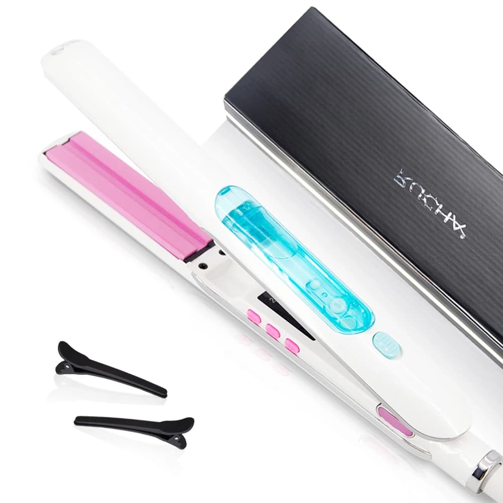 Professional steam hair plate 230 °C Vapor Hair Flat Iron glazed ceramic plate tool for smooth hair Styling wet and dry use