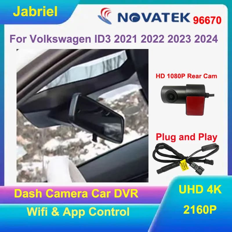 Video recorder for car Plug and Play UHD 2160P Wifi for Volkswagen VW ID3 ID.3 id 3 id3 Pro Pure 2021 2022 2023 2024 Dash Cam 4K