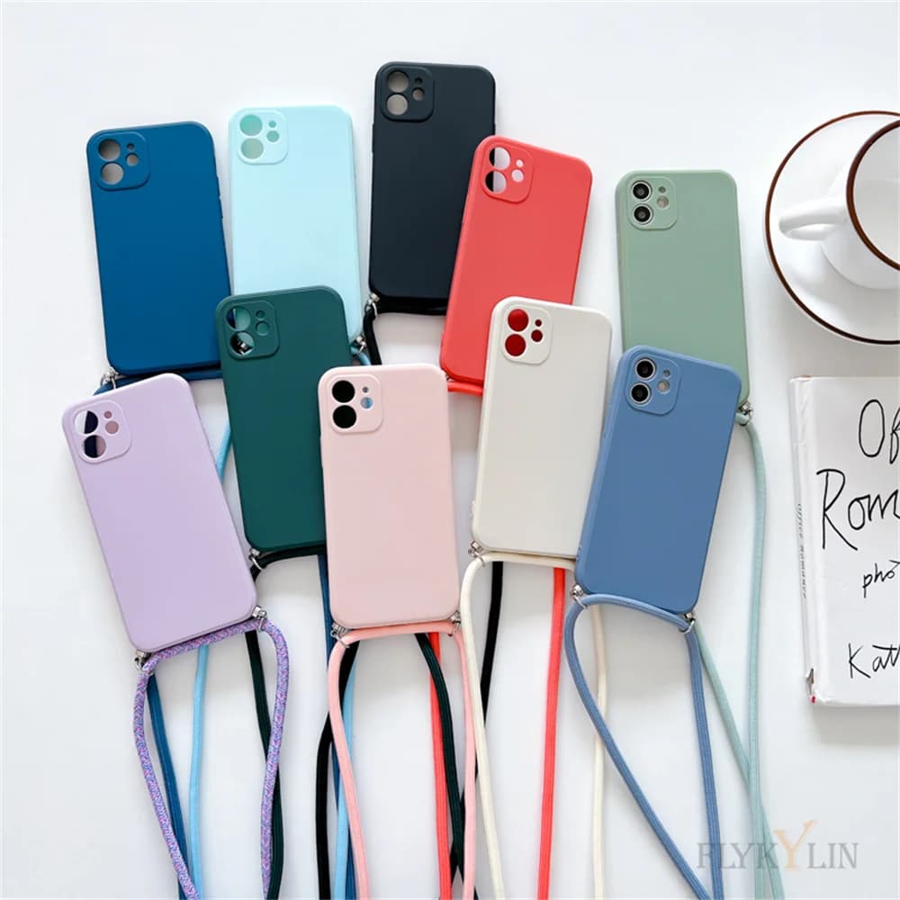 Crossbody Necklace Strap Lanyard Silicon Case For Xiaomi Mi 11 12 Lite 11 Pro 12T Pro Redmi Note 11 9S 10 7 8 9 10 Pro Max Cover