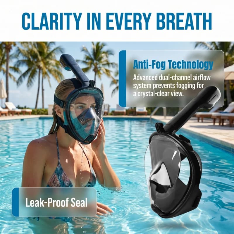 Maschera Subacquea Professionale Integrale Antiappannamento per Immersioni e Snorkeling, Attrezzatura da Nuoto per Adulti e Bambini