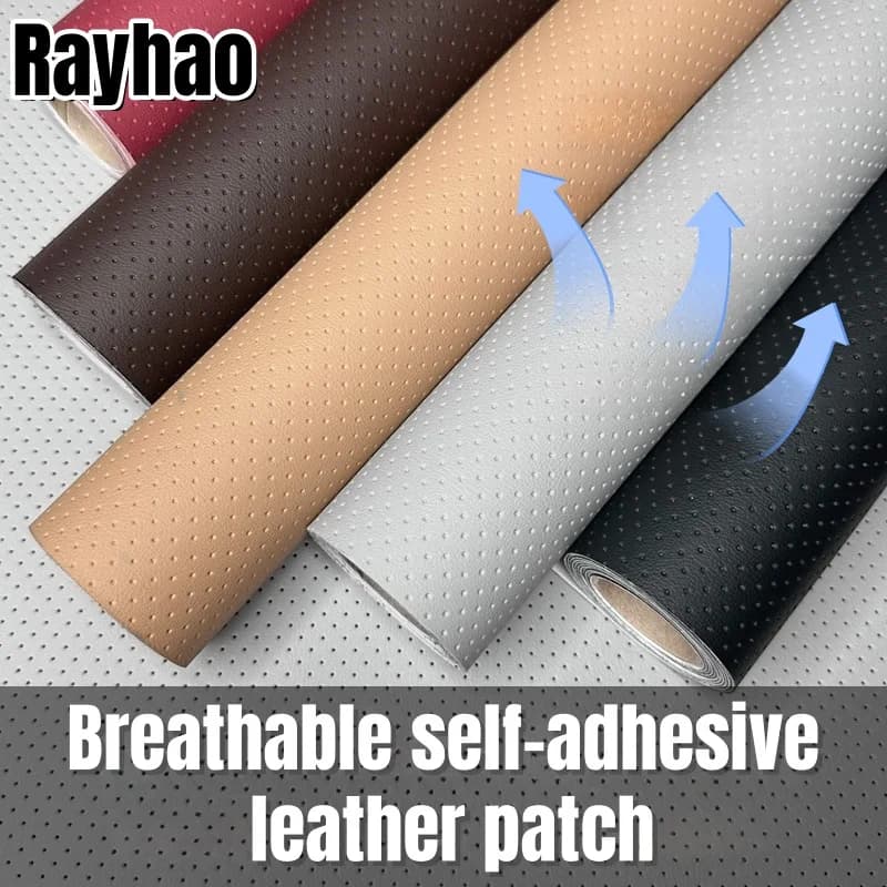 Lychee perforato traspirante autoadesivo divano in pelle sedile borsa in pelle PU toppe di riparazione adesivi interni auto neri modificati