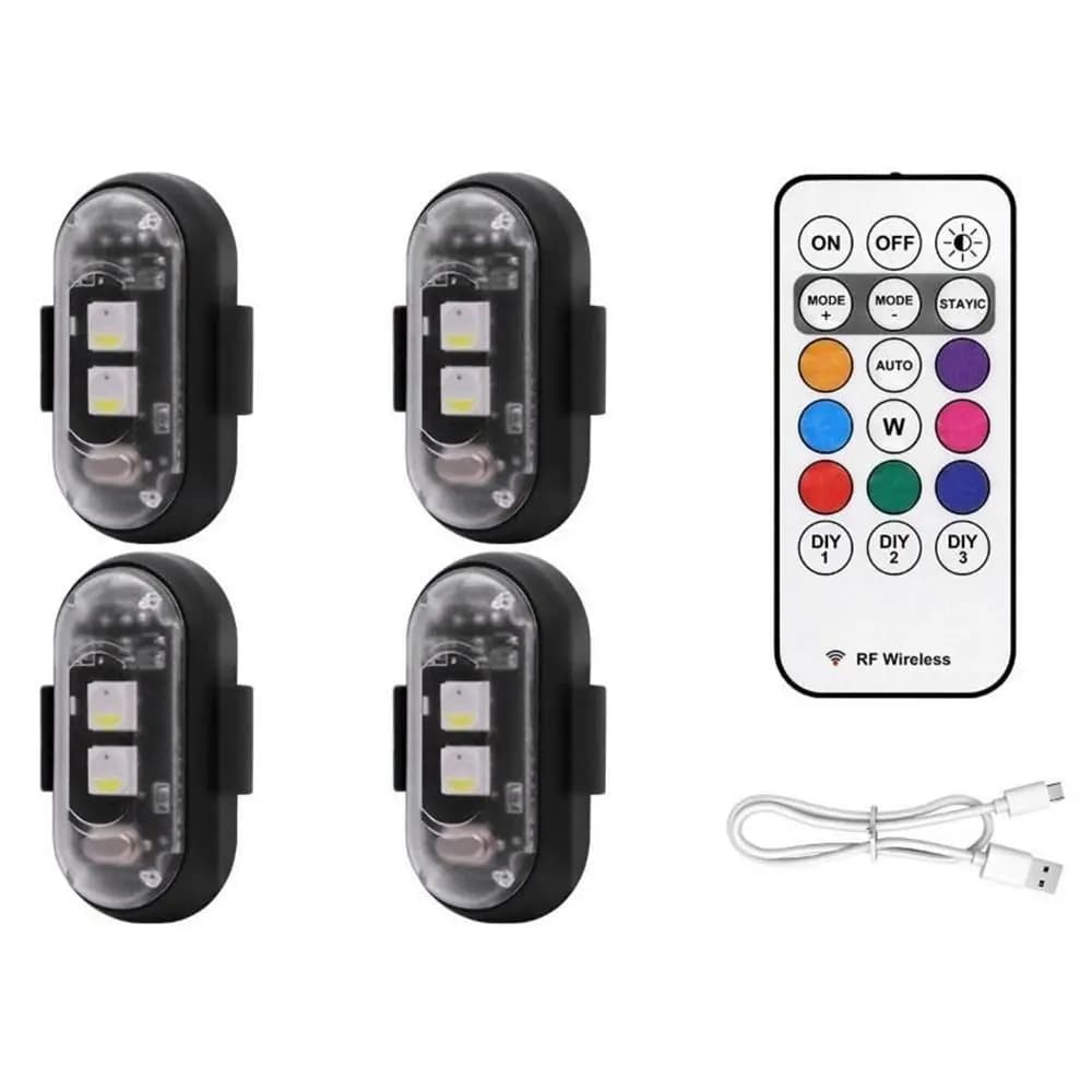 Luci stroboscopiche a LED wireless a 8 colori Luce per bicicletta lampeggiante anti-collisione impermeabile Sicurezza notturna con telecomando