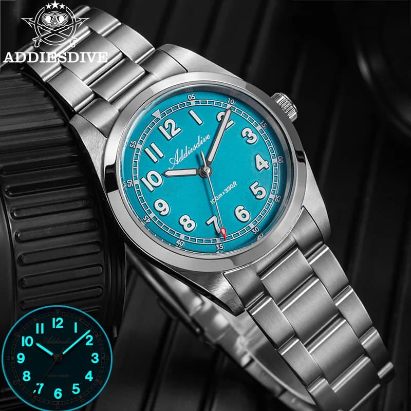 ADDIESDIVE 36mm Men's Watch Sapphire Glass New AD2521 Quartz Watches BGW9 Waterproof Luminous Watch Reloj Hombre