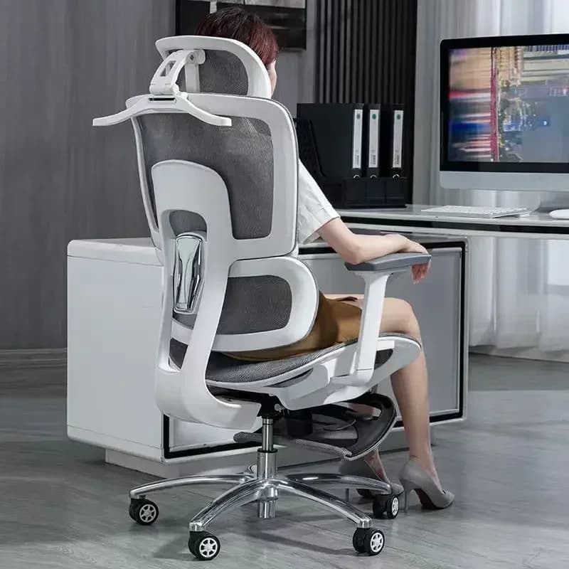 Sedia Ergonomica da Ufficio in Rete, Regolabile, con Supporto Lombare 3D, Base in Alluminio, Girevole, per Gaming ed E-sports