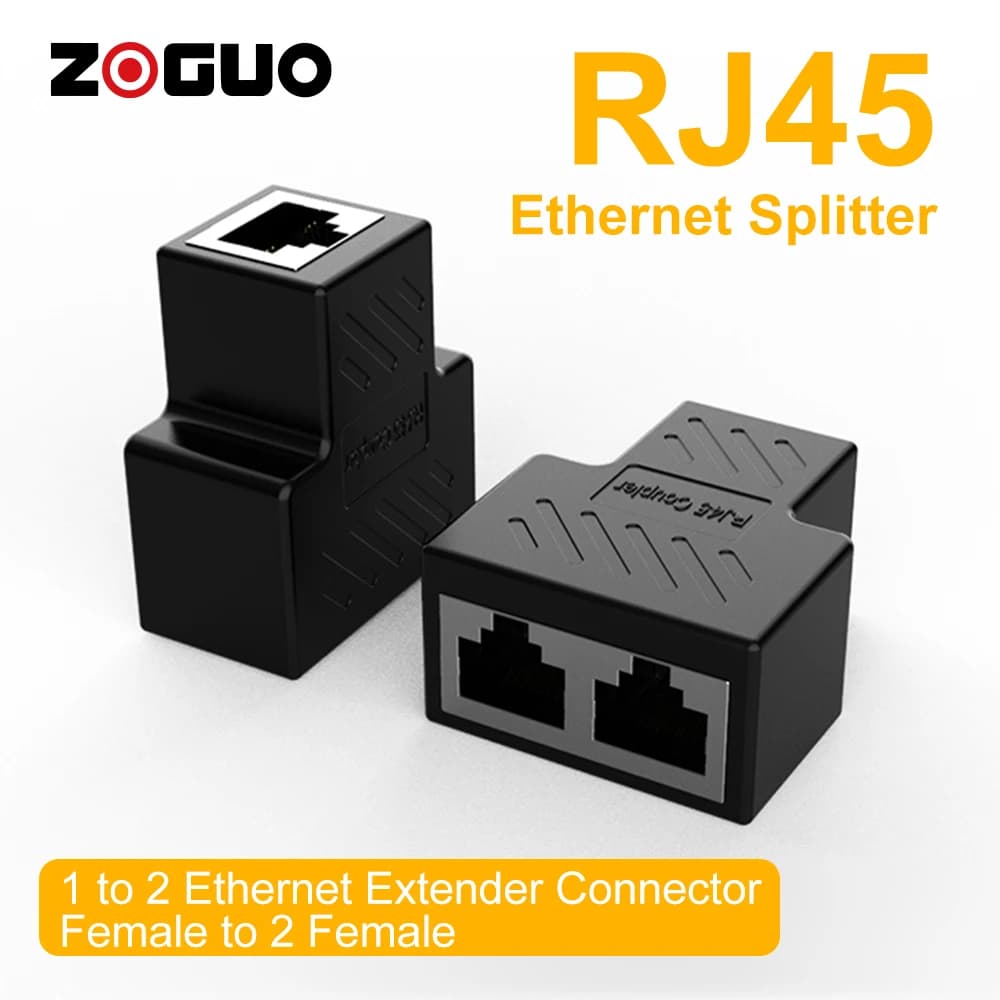 ZOGUO RJ45 Ethernet Splitter da 1 a 2 connettore Ethernet 8 p8c Extender LAN accoppiatore Splitter di rete per Docking Station per Laptop