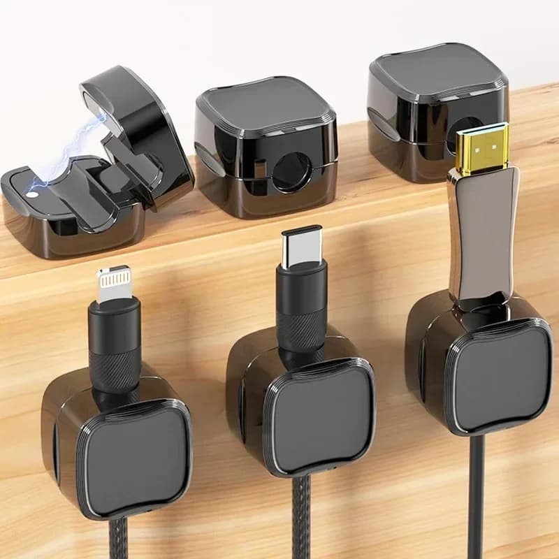 Mini Clip Magnetiche per Cavi, Autoadesive e Regolabili, Organizzatori per Cavi e Fili, per Casa e Ufficio