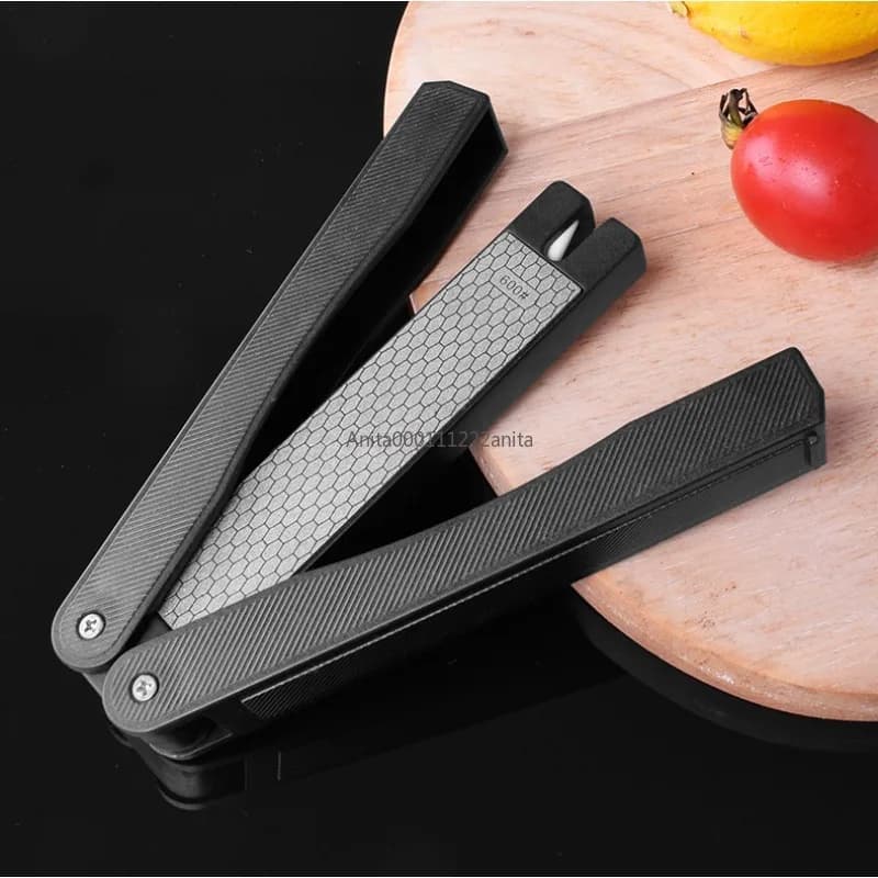 Affilatore Portatile a Doppia Faccia 400/600 Grit, Pietra per Affilare Coltelli Pieghevole in Diamante per Cucina