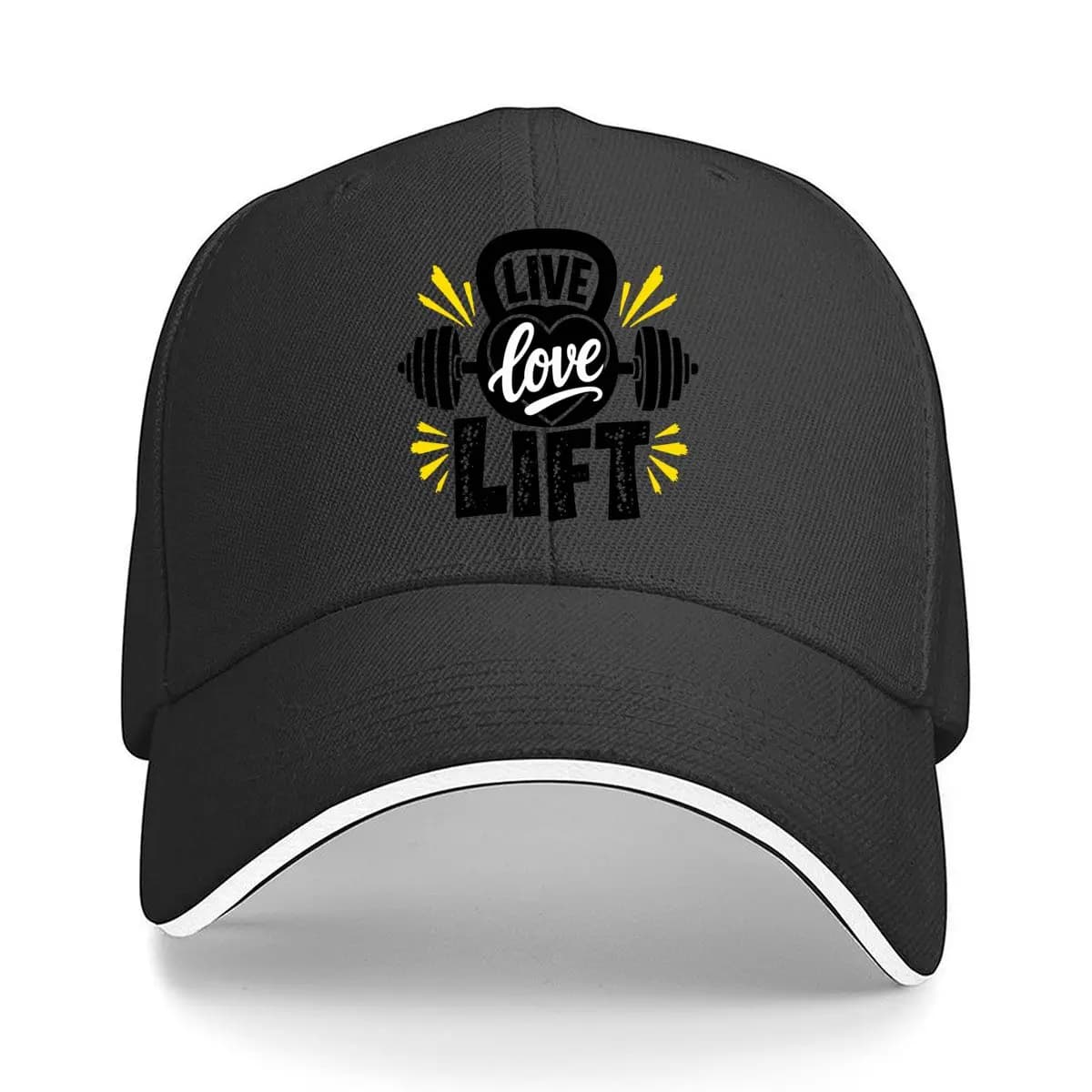 Live Love Lift Kettlebell Fitness Gr Sandwich Baseball Cap Sun Cap Outdoor Workouts Hat