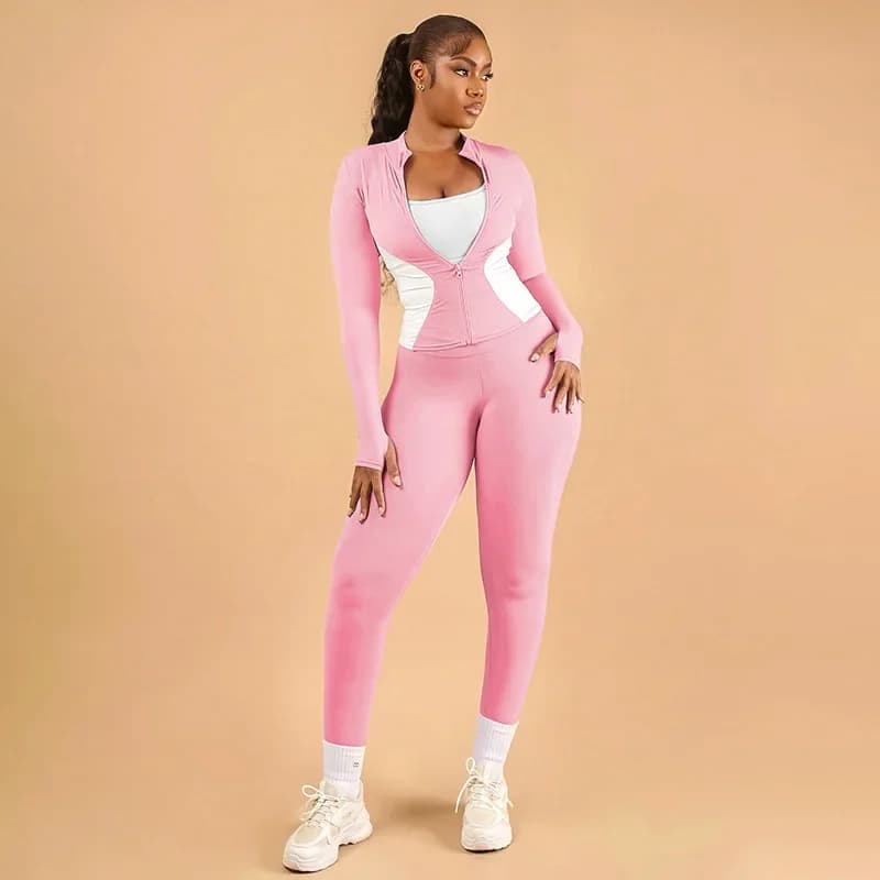 Women's Set full sleeve Zipper Jacket + Pencil Jogger Pants 2025 autumn Active Sporty Tracksuit Two 2 Piece Set Outfits