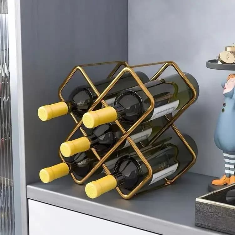 5 Grid Iron Metal Wine Rack Red Wine Bottle Storage Wine Display Rack Bar Desktop Decoration Cabinet Display Home Decoration