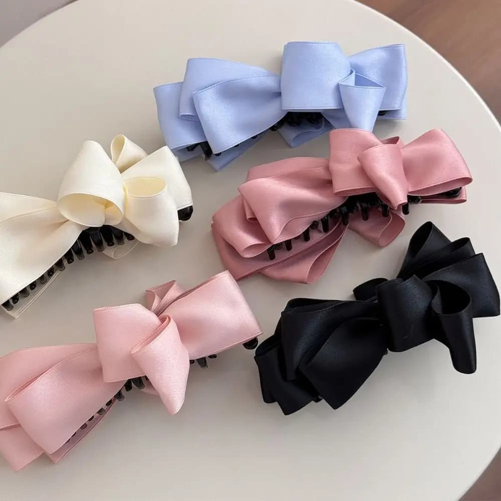 Fermaglio per capelli a fiocco grande alla moda, in tessuto, per acconciature, con fiocco in raso, accessori per capelli per donne e ragazze