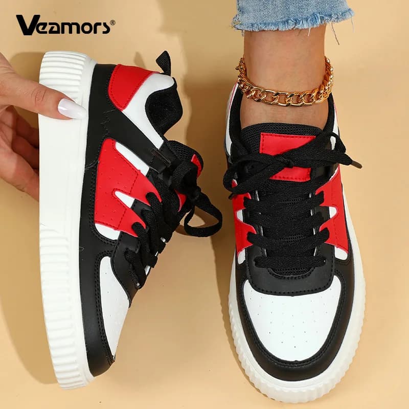 VEAMORS Women's White Leather Shoes, Fashion Stroller Shoes, Men's Casual Trendy Sneakers, Casual Low Shoes for All Days