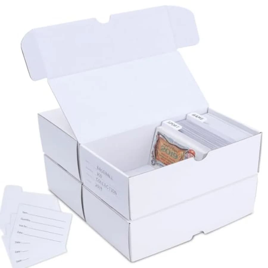 Trading-Card Storage Box, 4-Pack • 400 Count Corrugated Cardboard Storage Box with dividers and labels for TCG/Magic/Mtg Storag
