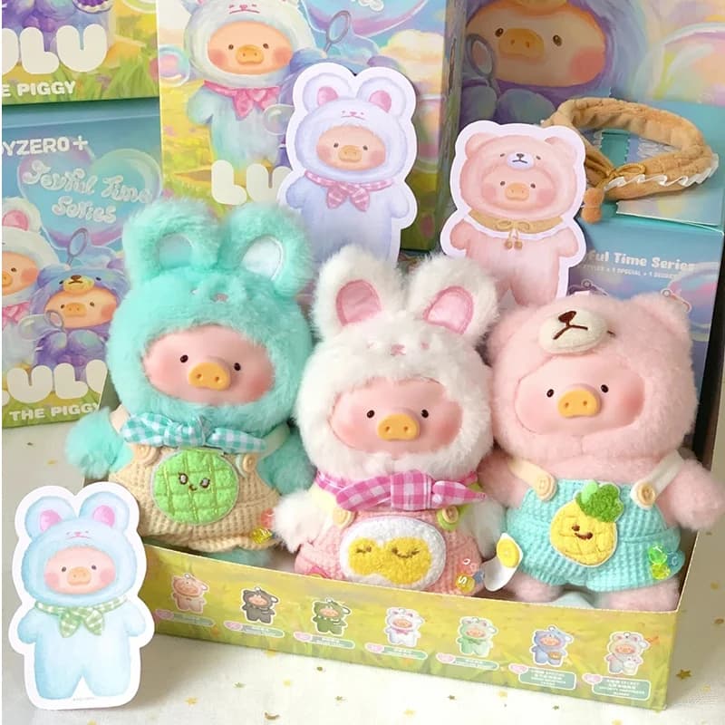 Teddy Lulu Original The Piggy-Joyful Time Series Blind Box Caja Ciega Ciondolo Kawaii Doll Toy Ragazze Regalo Desktop Decoratio