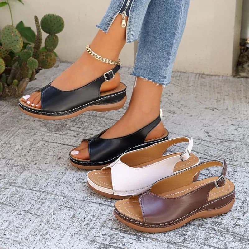 Sandali Estivi da Donna con Suola Spessa e Punta Aperta, Comodi e Alla Moda, Nuovi Sandali Eleganti con Tacco a Zeppa