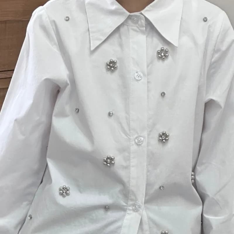2025 Abbigliamento per bambini per bambini Primavera Grandi vestiti per bambini Manica lunga Scuola bianca Camicette per ragazze in pizzo bianco Camicia in cotone per bambini
