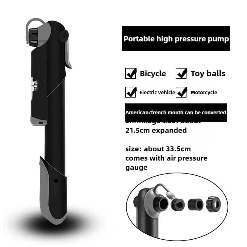 Pompa da bicicletta portatile Mini manometro dell'aria Pompa da mountain bike Valvola AV/FV esterna Gonfiatore d'aria per bici MTB per moto