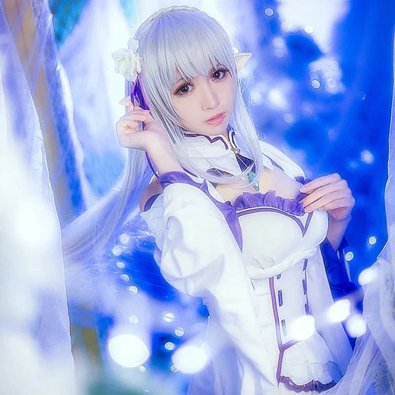 Anime Re Life in A Different World From Zero Emilia Dress Cosplay Cameriera Uniforme Vestito Costume di Halloween; 6'x, 9;y'