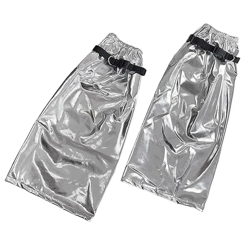 Creative Gift Harajuku Leg Warmer PU Flared Metallic Silver Leg Garters Silver Color Durable Long Socks
