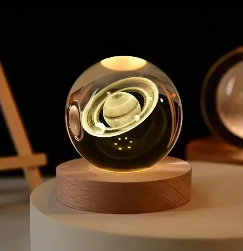 Sfera di Cristallo 3D con Atmosfera del Sistema Solare, Saturno e Pianeti, Decorazione per la Casa, Regalo di San Valentino, Ornamento