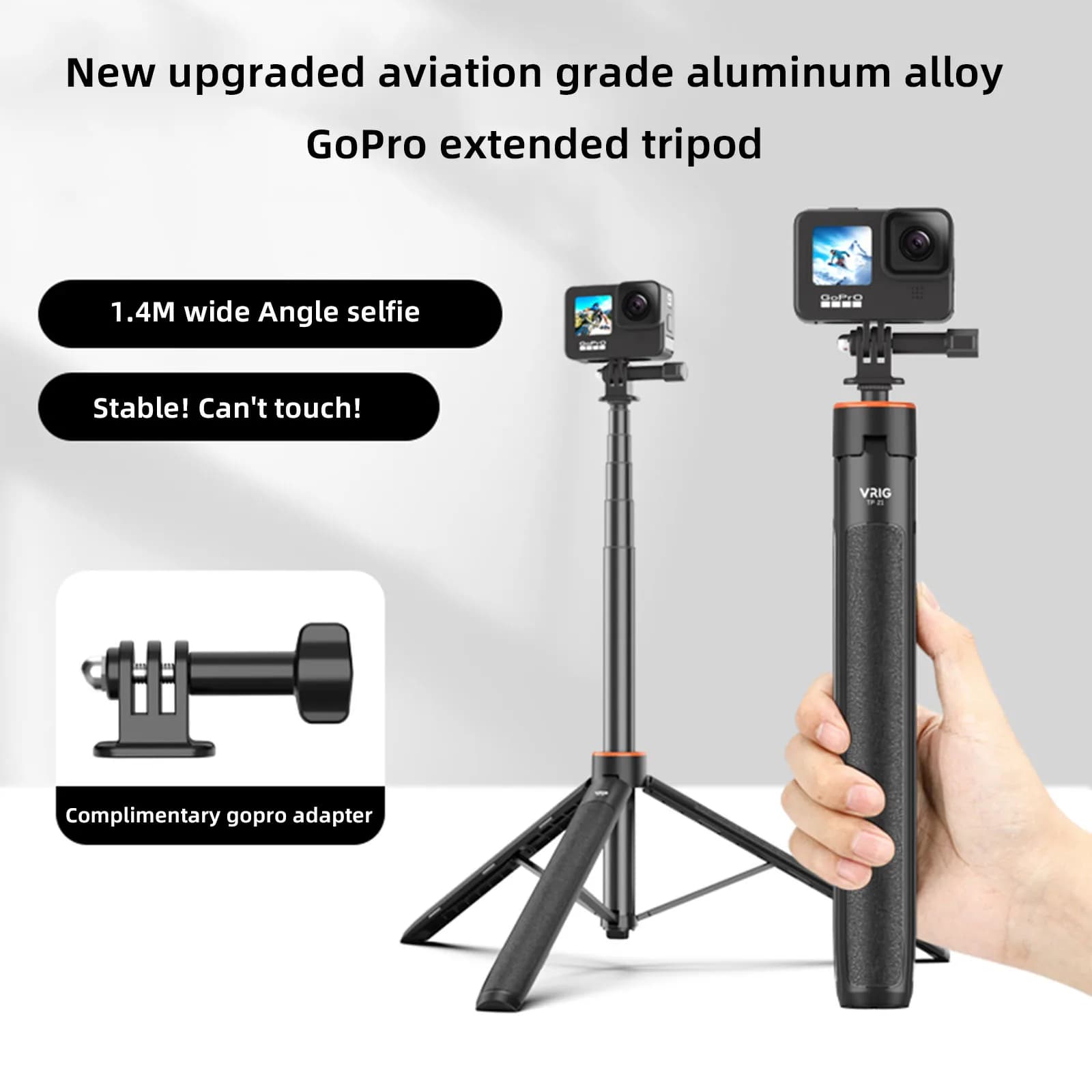 UURIG VRIG TP-21 1.4M Action Camera Selfie Stick Treppiede per Insta360 GoPro Hero 10 9 8 7 AKASO SJCAM OSMO Action Cameras
