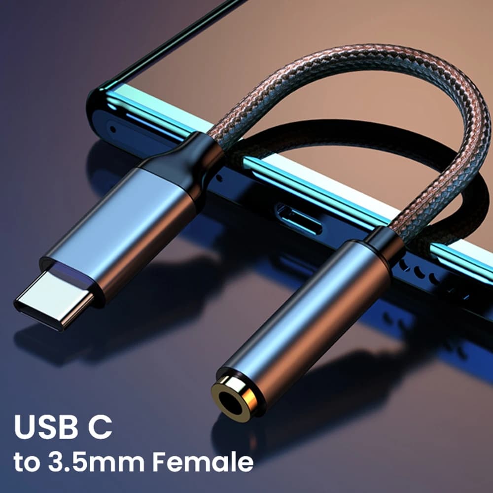 Adapter jack for female headphones from USB C to 3.5 mm - Aux audio dongle adapter for Samsung Galaxy, iPad Pro, Pixel