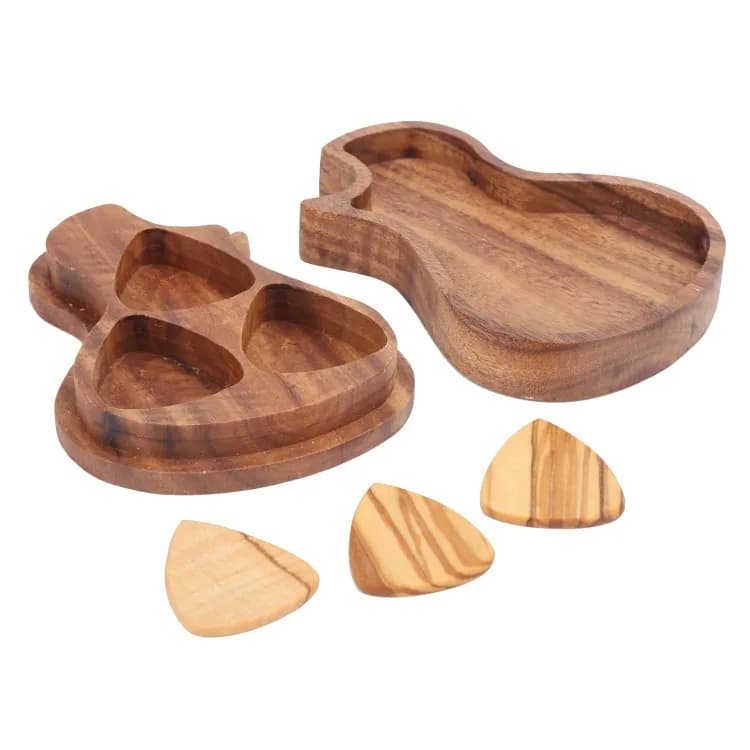 Set di scatole per plettri per chitarra in legno per chitarra elettrica acustica Basso Accessori per ukulele Piccole plettri per chitarra