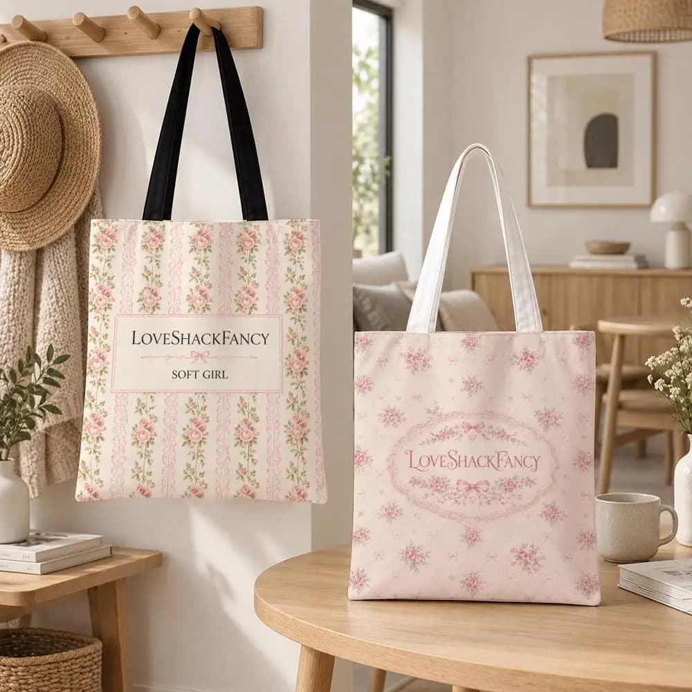 Fashion Brand LoveShackFancy Storage Bags Storage Bags Canvas for Women Reusable Shoulder Shopping Bag for School Gifts
