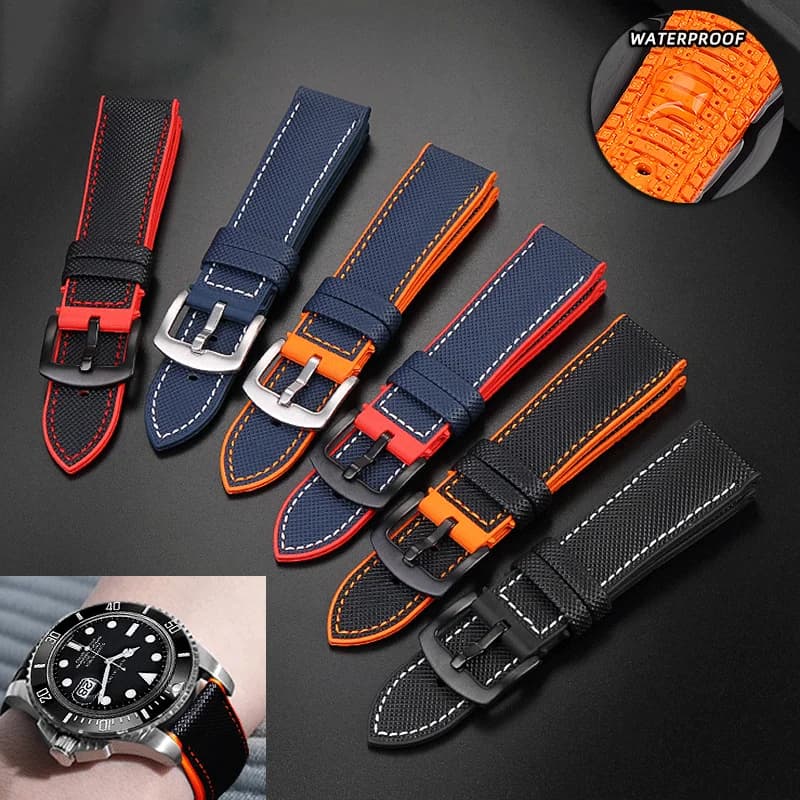 Per Omega Tissot MIDO IWC cinturino 19 20mm 22mm nylon fondo in silicone cinturino per orologio da uomo cinturino in gomma impermeabile accessori