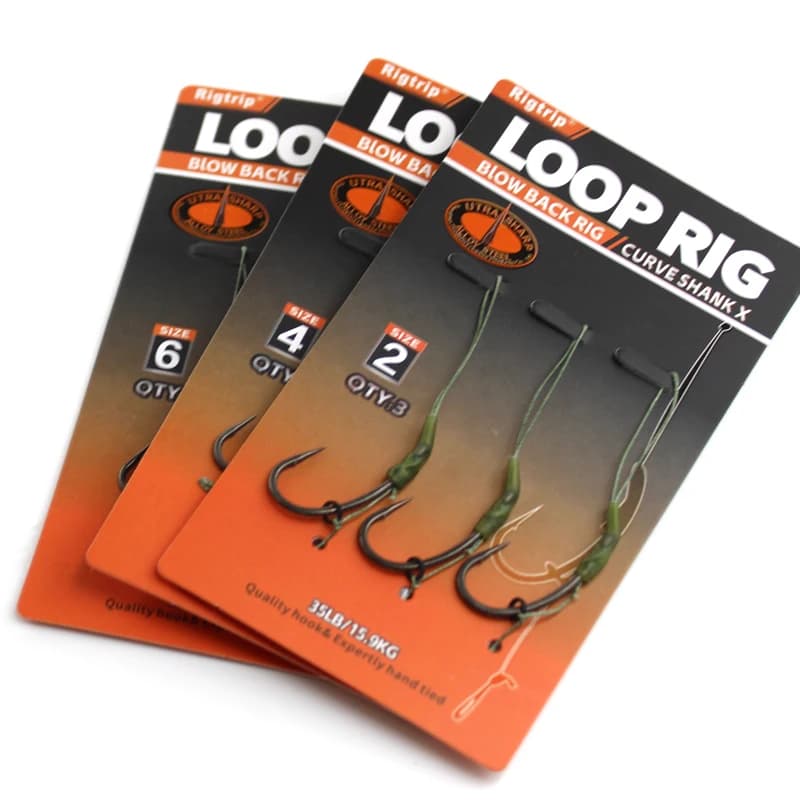 Lenza da pesca alla carpa Hair Rig Loop Rigs pronti sezioni di collegamento con gancio morbido utilizzate con Booms Loop Combi Rigs