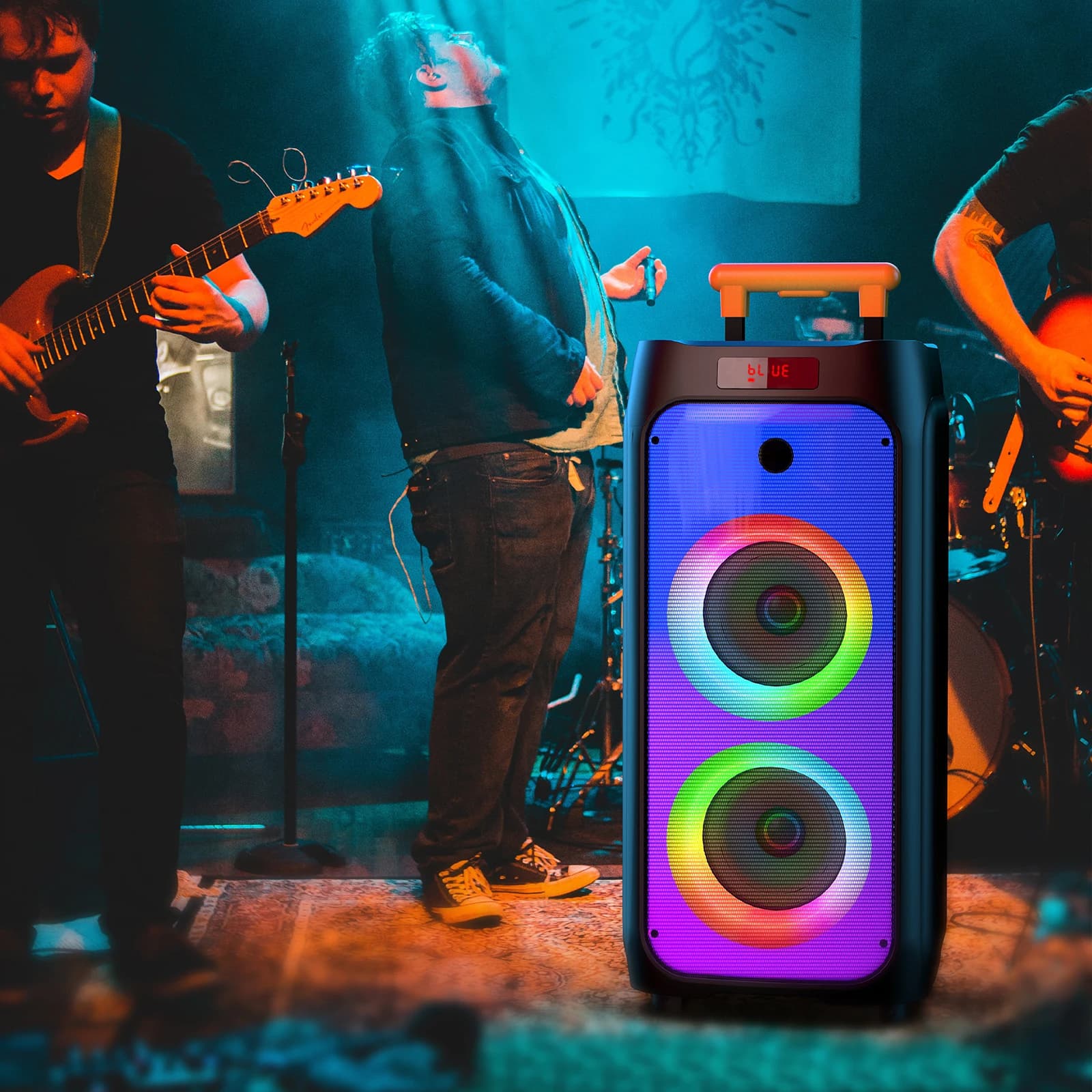 Macchina per Karaoke per Adulti, Grande Altoparlante per Feste con Potenza di Picco di 500W, Sistema PA Wireless T8 con Doppi Subwoofer da 8'', Luci da Discoteca