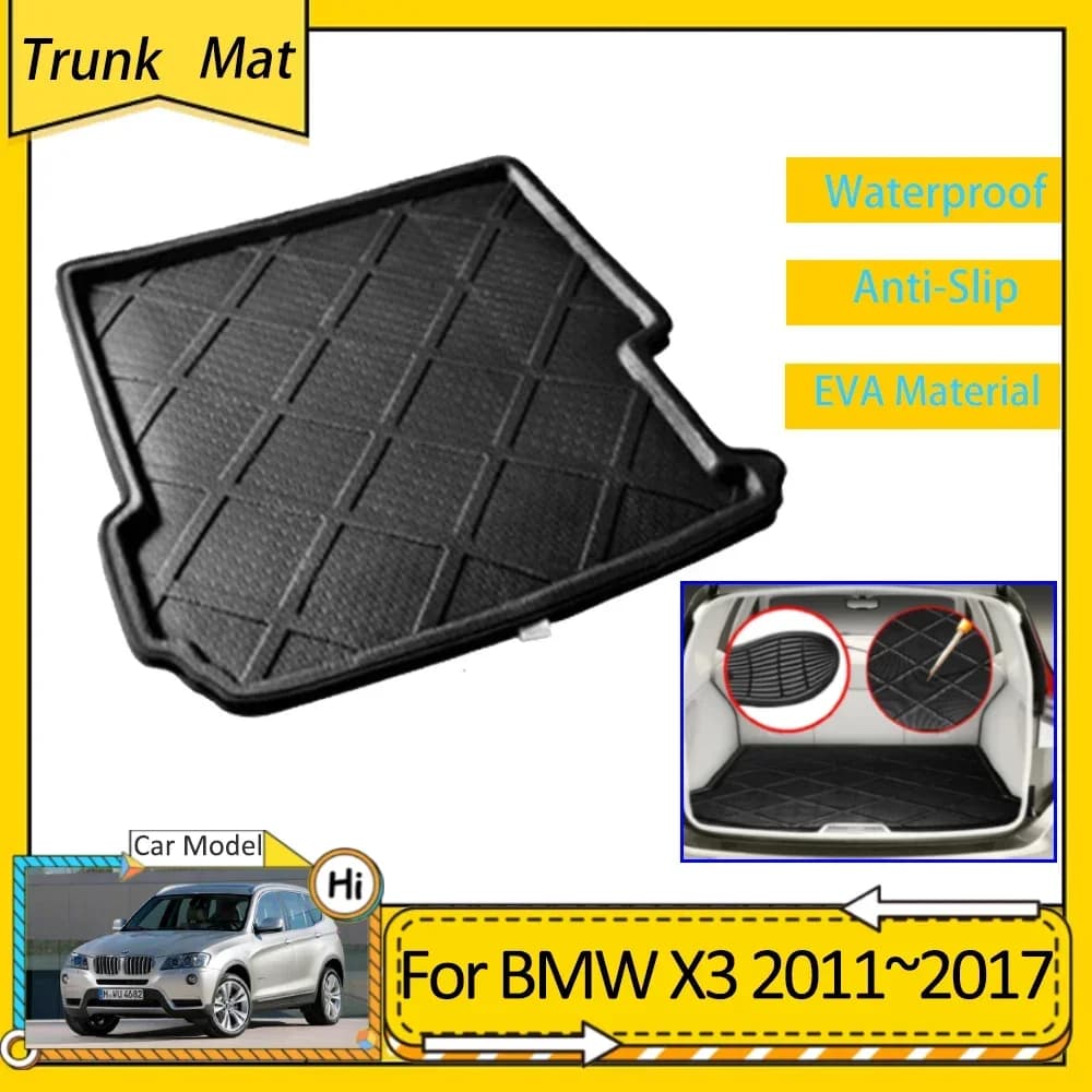Tappetini per bagagliaio per auto per BMW X3 F25 2011 ~ 2017 2012 2016 Accessori Copertura per bagagliaio posteriore Cargo Floor Tappeto impermeabile Materiale EVA