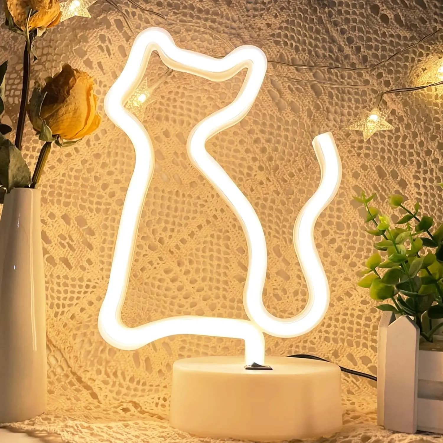 Insegna al neon per gatti Luce al neon a LED USB/a batteria per camera da letto Festa di compleanno Lampada decorativa estetica natalizia Regalo