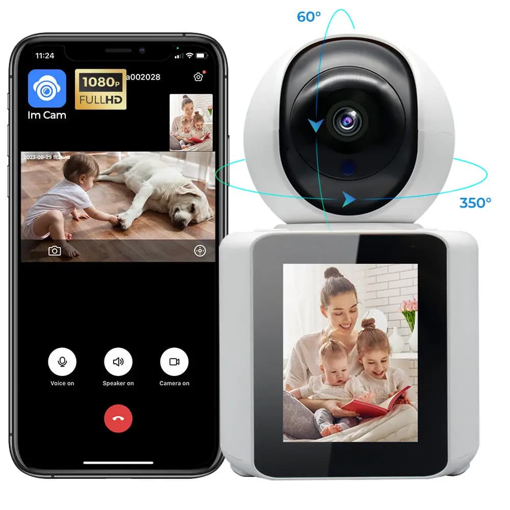 YIERYI Telecamera di Sorveglianza HD 1080P con AI, Comunicazione Bidirezionale, Interfono Video, Monitor per Bambini Smart WIFI con Schermo