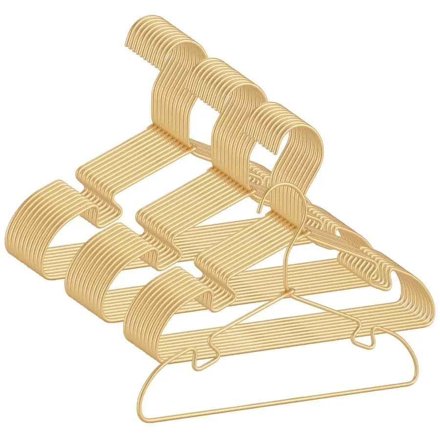 Golden aluminum hanger, 30-inch children's clothes hangers, sturdy metal clothes hangers for children's wardrobe, space saving