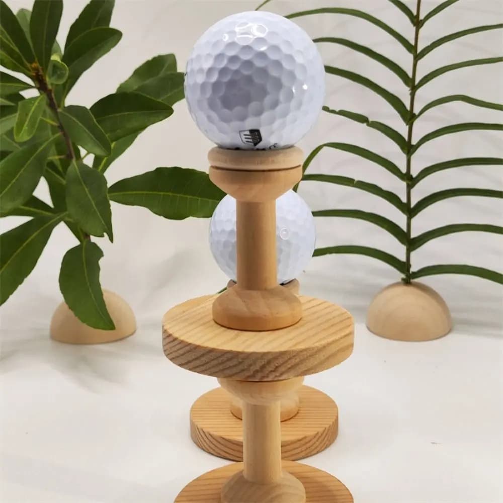 Set di basi in legno da golf da 3 pezzi, rack di stoccaggio, magliette per palline da golf facili da installare, mini esposizioni, supporto per palline da tennis da golf, softball