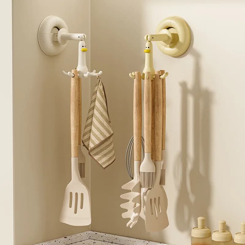 Kitchen Suction Cup Octopus Rotating Hook No Punching Kitchenware Spatula Hanger Storage Rack