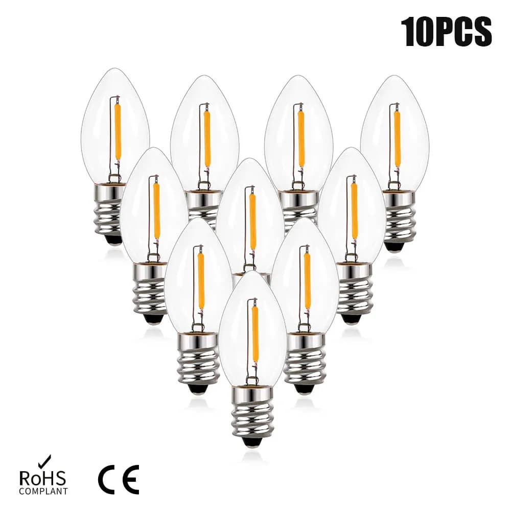 Edison Led Candle Light Bulb E12 E14 Effect Dimmable Bulb C7 0.5W Home Warm White 2700K For Decor Lighting Ampoule Candle Bulb