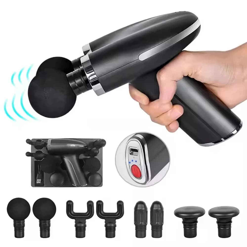 Electric Handheld Fascia Gun Tissue Pain Relief Mini Double Heads Massage Gun